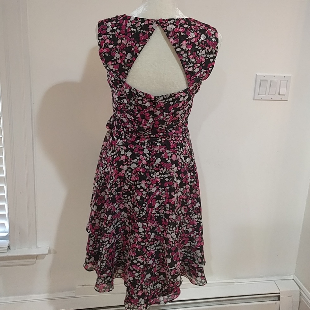 NWOT Satiny WHBM Black Cherry MultiFloral Dress - Picture 3 of 8